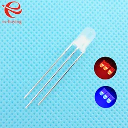 10pcs/lot F3 3mm LED Bi-Color Diffused Red Blue Common Cathode Round Light Emitting Diode Dual Foggy Two Plug-in DIY Kit