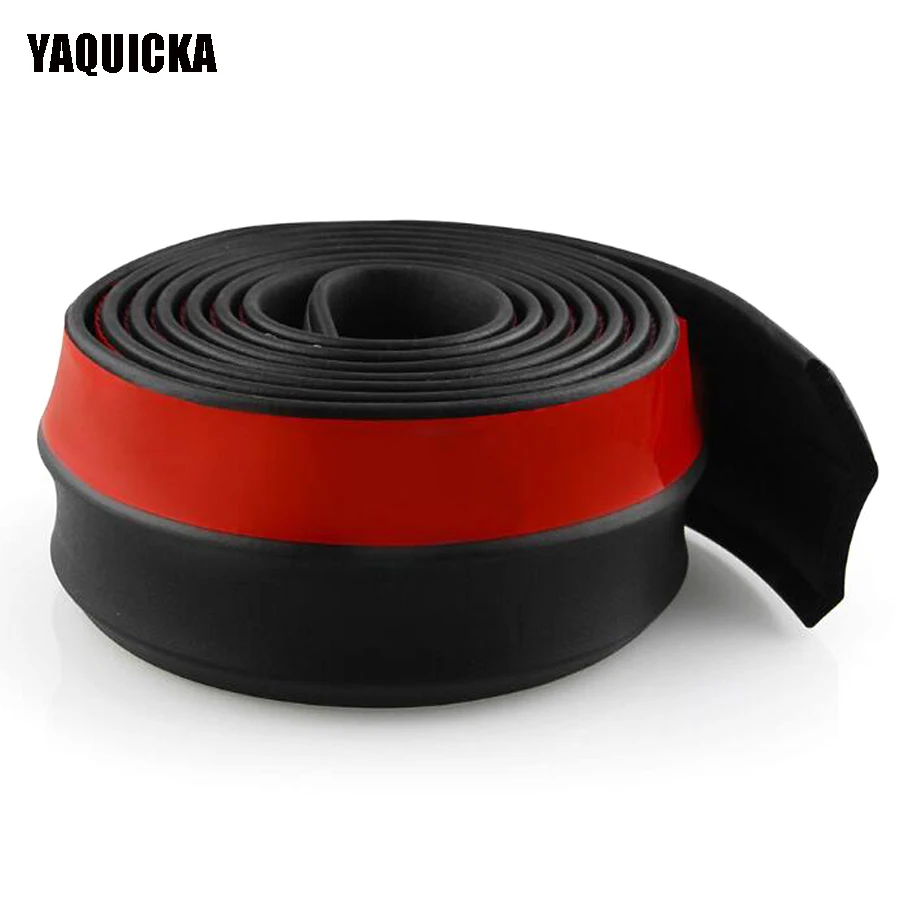 

YAQUICKA 2.5M Car Rubber Front Shovel Bumper Skirts Protector Anti Collision Strip Styling Mouldings Sticker Universal Use Black