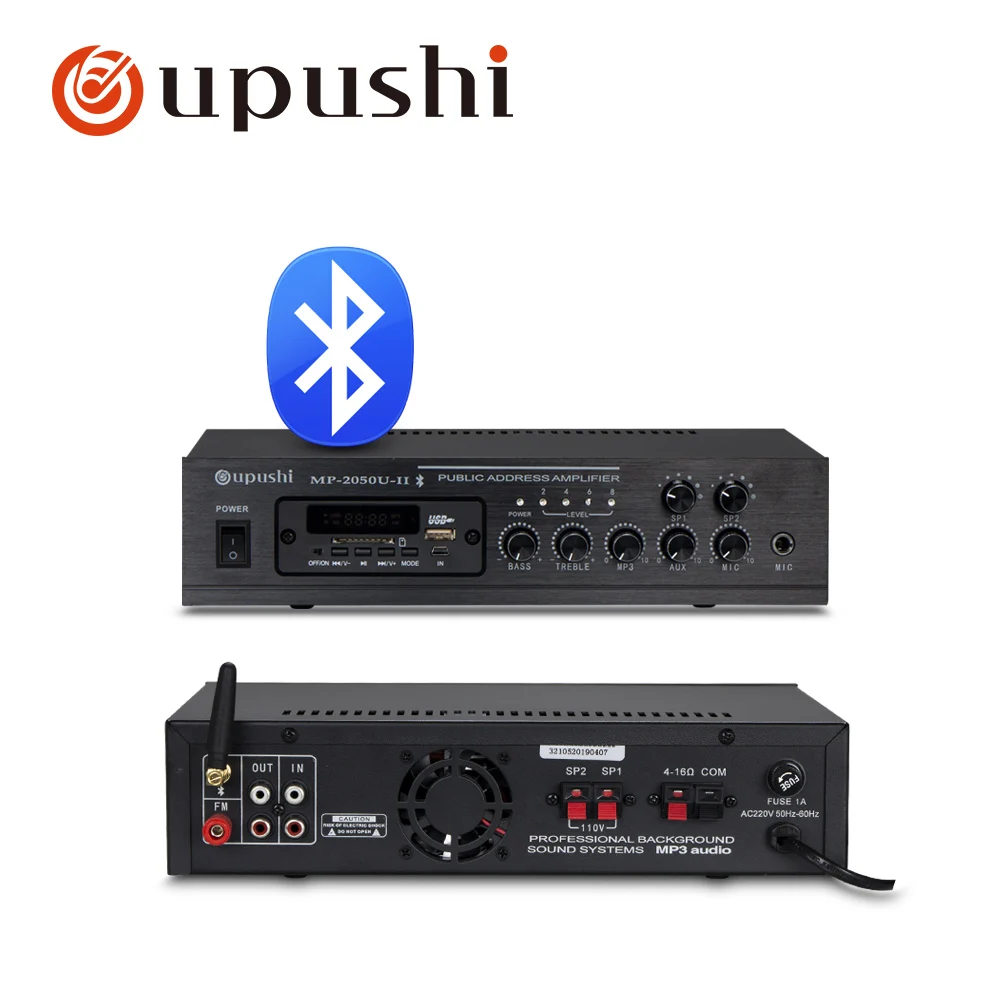 Oupushi bluetooth amplifier 50W digital power amplifier 80W small size USB amp with SD card remote control for home speakers