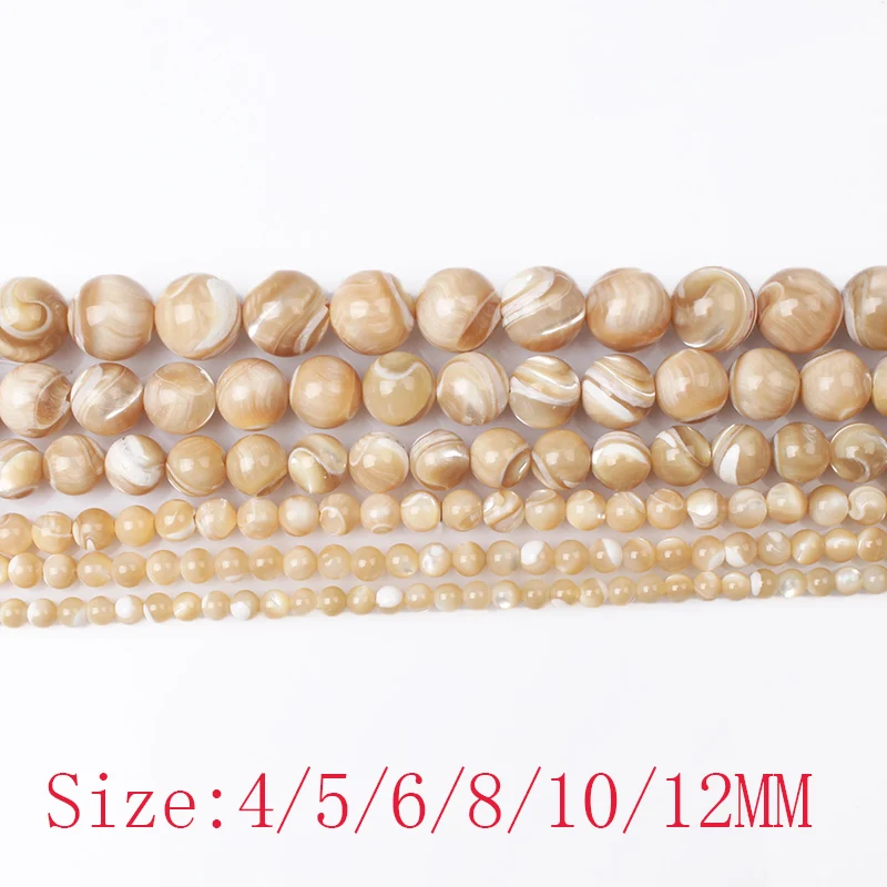 CAMDOE DANLEN Natural Brown Trochus Shell Beads Sea Shell 4 5 6 8 10 12mm Round Bead DIY Charm Beads For Women jewelry Making