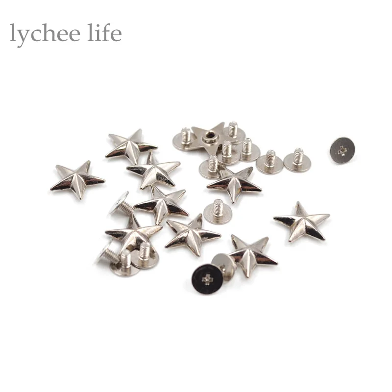 10pcs/Lot Star Screw Studs Rivet Nail Leather Screw Rivet for Leathercraft Shoes Bag Belt Garment Accessories