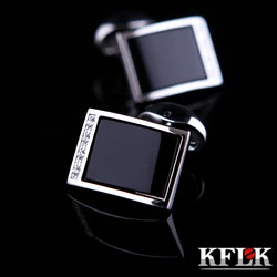 KFLK Jewelry shirt cufflink for mens Brand Crystal Fashion Cuff link Male Luxury Wedding Button High Quality Black guests