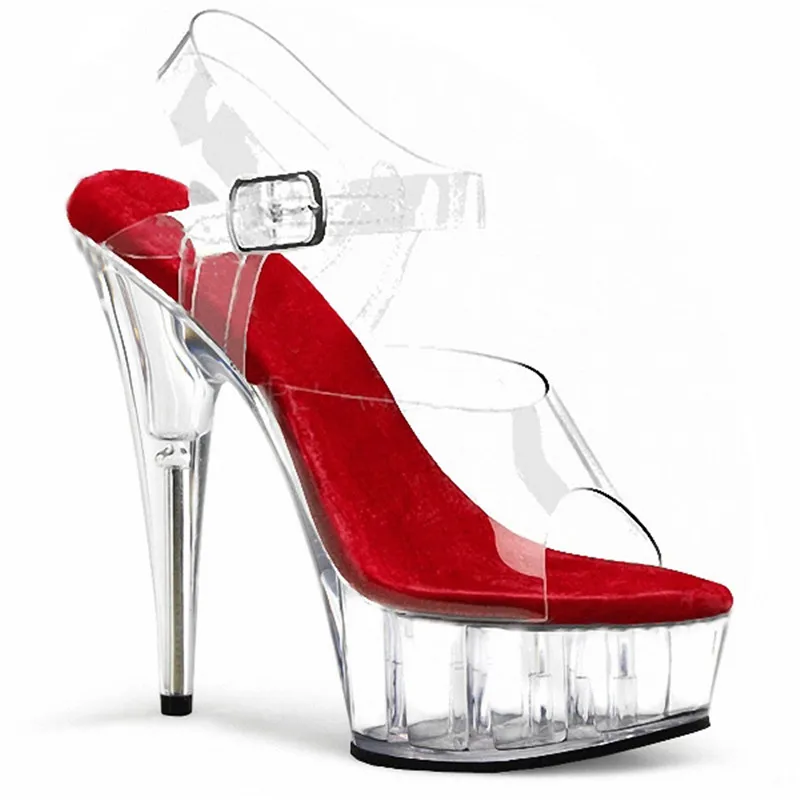 Chaussures à talons hauts pour spectacle sur scène, sandales de 15cm, à l\'offre elles en cristal, pour fête, discothèque