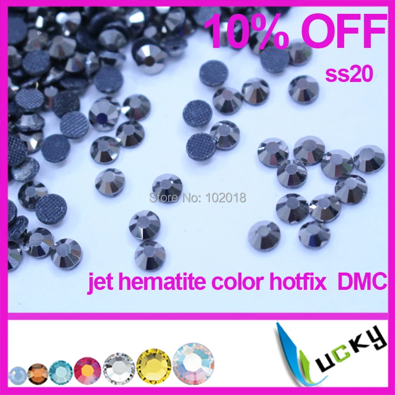 Free shipping 2014 new design iron on rhinestones!1440pcs ss20 hematite color hot fix strass cristal for heat transfers