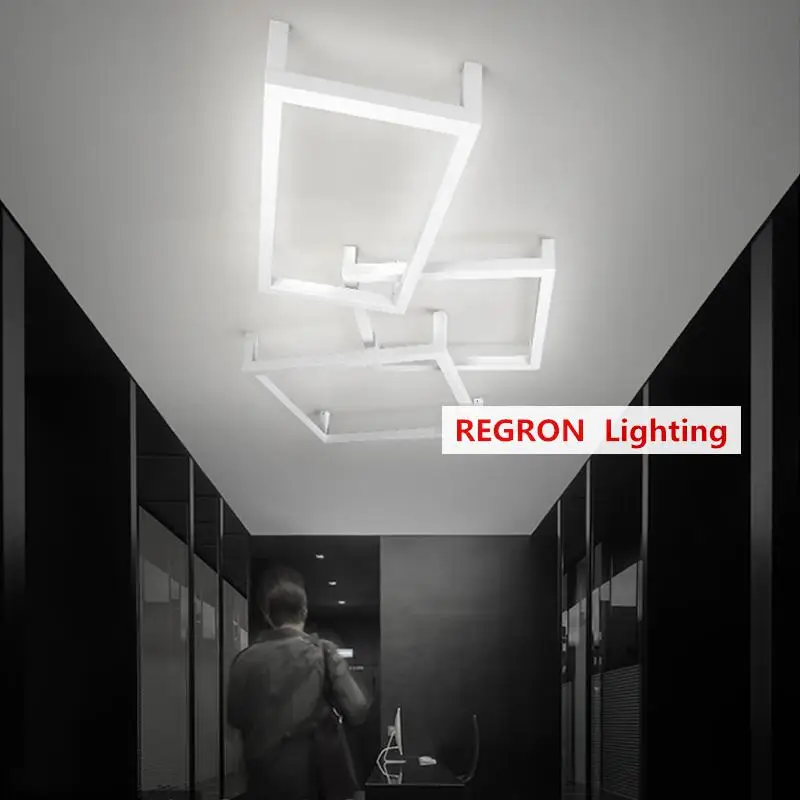 Regron Post-modern Ceiling Lights High-gloss Acrylic White/black Led Ceiling Lamp T Deco Luminary For Office Villa Studio Cafe