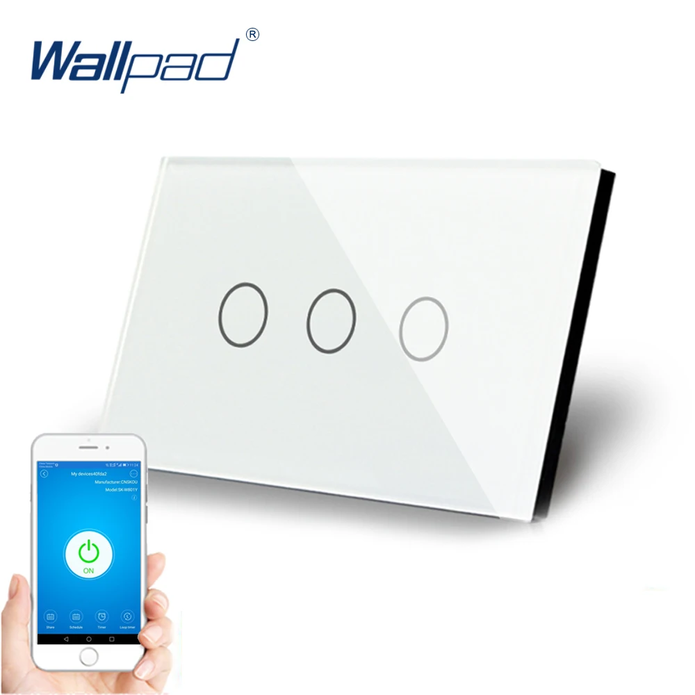 

Tuya AU US 3 Gang WIFI Control Touch Switch Wallpad Support Phone App Alexa Google home IOS Android 3 Gang AU Wall Switch Panel