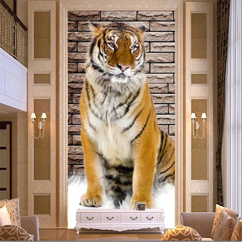 

wellyu papel de pared 3d Custom large-scale mural photo wallpaper Tiger entrance living room Hotel wallpaper decorative painting