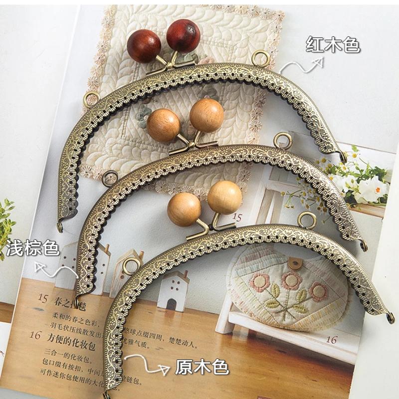 

vintage bronze color wood buckle women purse frame handbag metal clasp hardware accessories 3pcs/lot