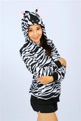 Zebra Hooded Hoody Sweatshirt Tracksuit Adult Hoodie Costume Cosplay moleton feminino ropa deportiva mujer