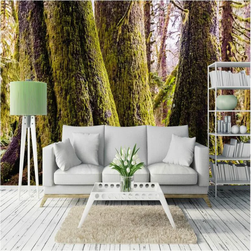 

Green towering trees Wallpaper Mural for Walls Living Room Home Improvement Decor Modern Wallpaper Background