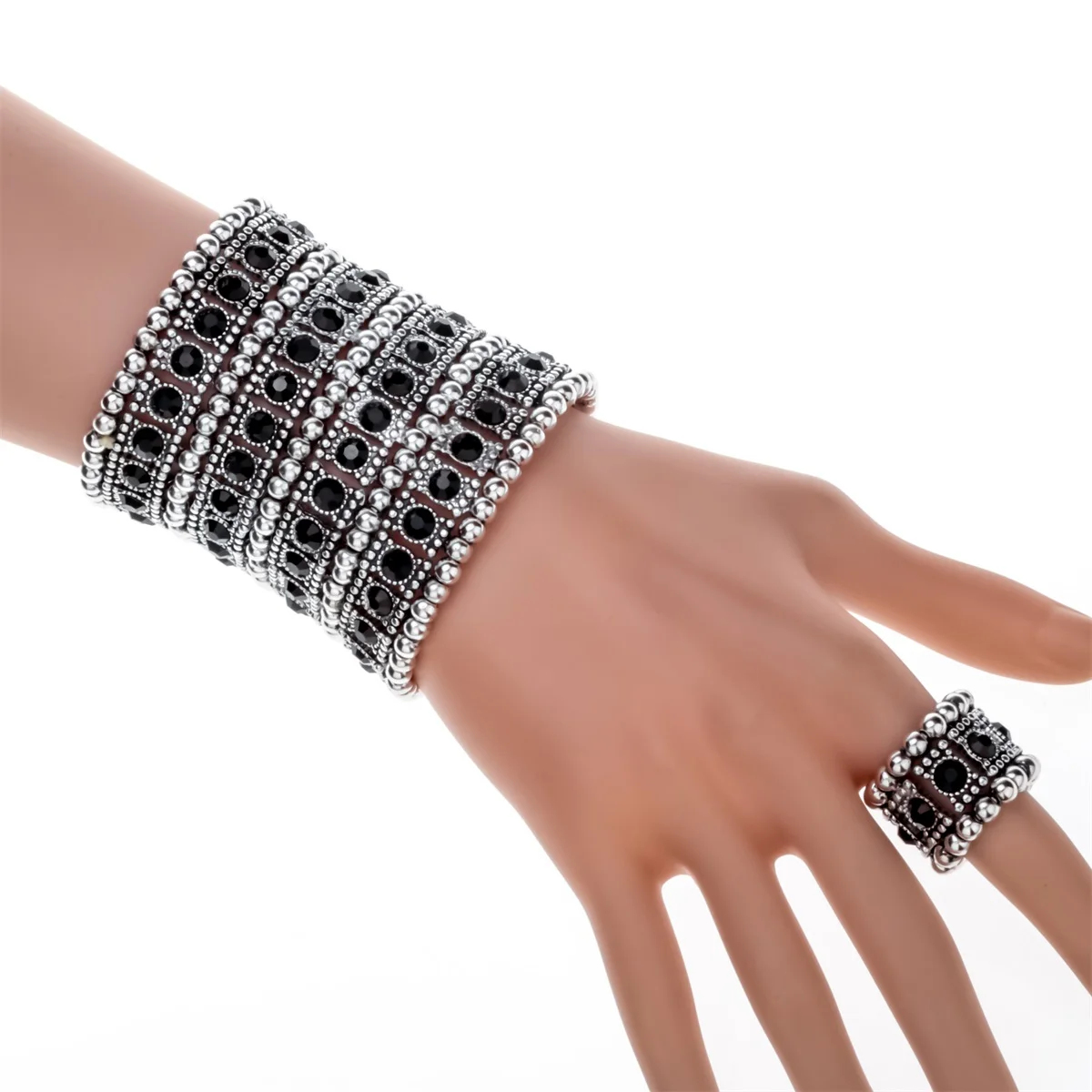 Multilayer stretch cuff bracelet ring sets wedding bridal crystal jewelry women her wife mom girlfriend gifts B12 dropshipping