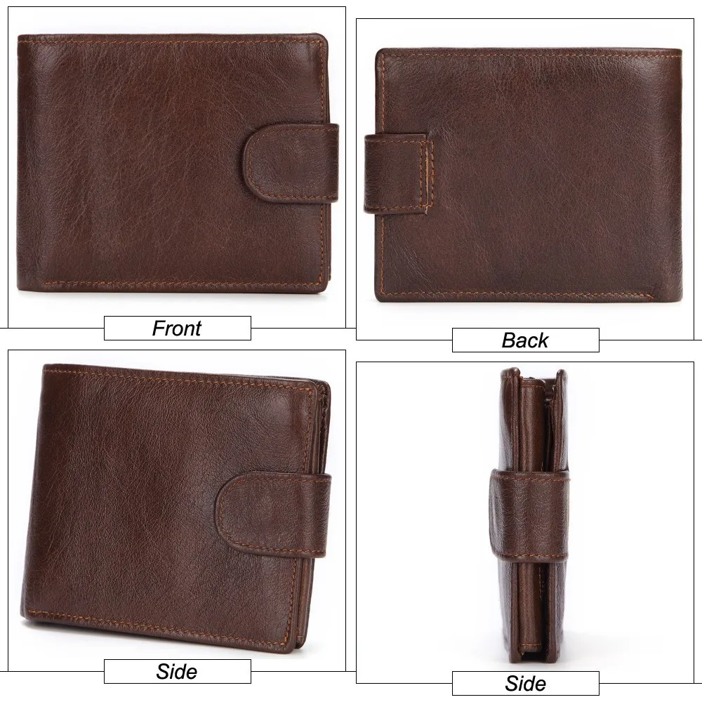 Genuine Leather Wallet Men with Coin Pocket Vintage Short Purse For Male Carteira Masculina Card Holder Zipper Money Bag