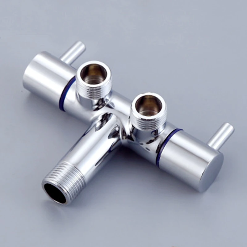 Bathroom Faucet Valve Angle Valve Single Inlet Double Outlet Double Control Valve for Shower Head Toilet Sink Basin Water Heater