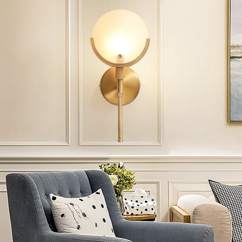 

2018 New Nordic Loft Glass Golden Bedroom LED Wall Light Art Minimalist Bedside Corridor Wall Sconce Free Shipping