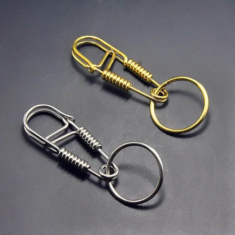 Multi-Function Creative Carabiner Stainless Steel Keychains Brass Wrapped Wire Car Buckle Waist Hanging Personality Handmade image 4