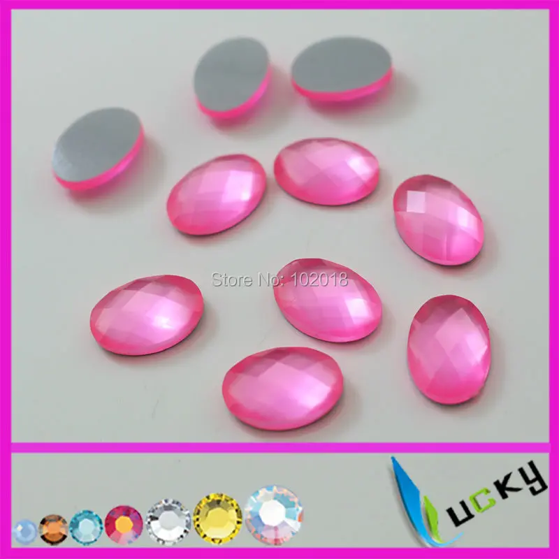 

1440PCS 10*14mm oval shape florscent pink color hotfix epoxy flatback pearl rhinestone perfect look