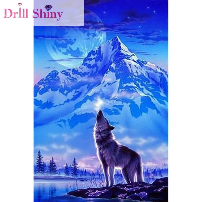 DIY 5D Diamond Embroidery Single Wolf Full Rubik Rhinestone Painting Animals 3D Cross Stitch Kits Landscape Home Decor