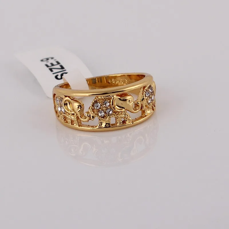 Ajojewel US Size 6-10 Golden Women Band Ring With Elephant Animal Designer Jewelry Joias Drop Shipping