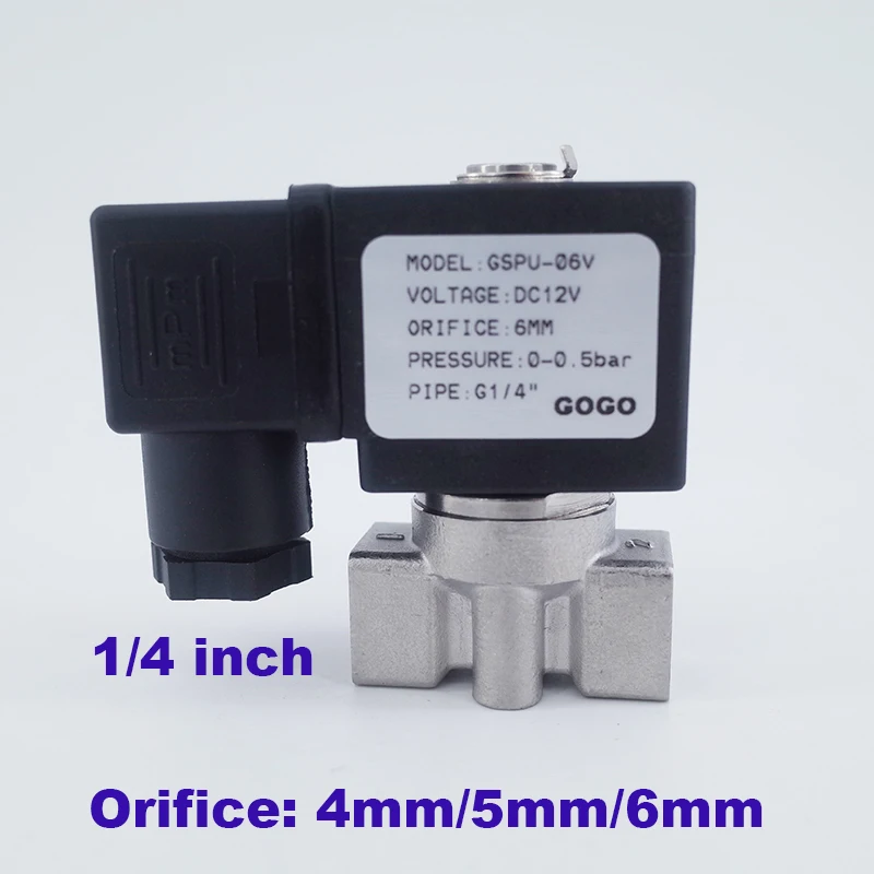 GOGO 2 way SS304 water solenoid valve normally close G1/4"
