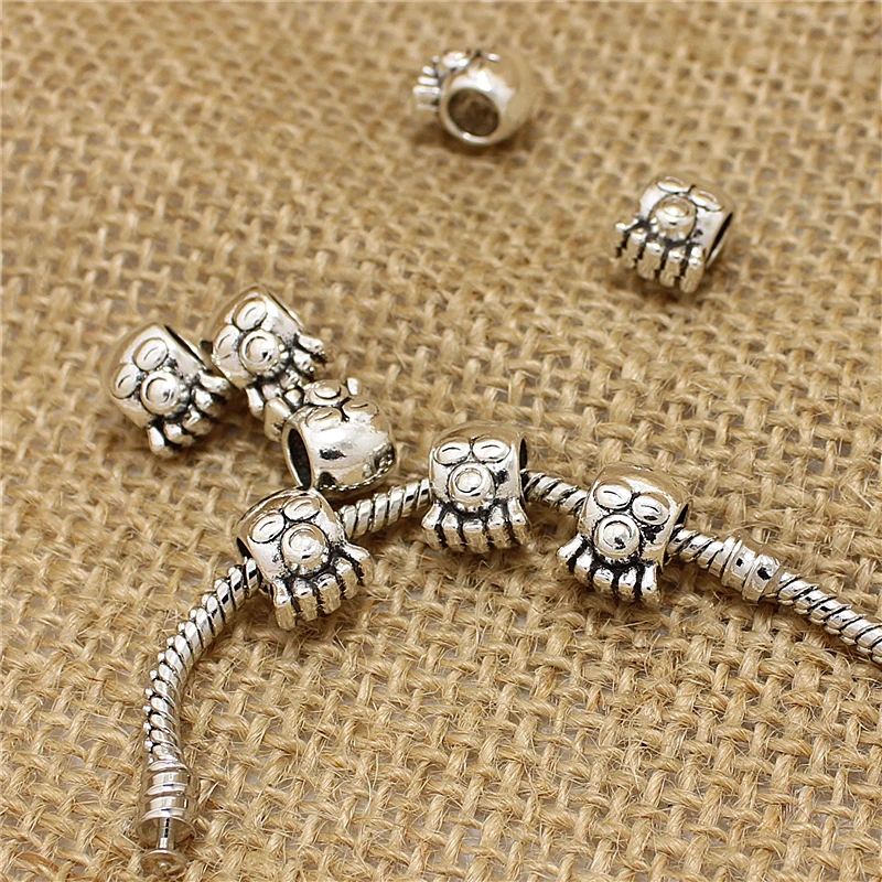 50Pcs Vintage Big Hole Beads Fit Bracelets  Charms Antique Metal Mixed DIY Beads Charm for Bracelets