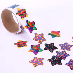 One Roll Children Stationery Stickers Tape Creative School Reward Cute Pentagram Sticker 100pcs 3.8cm Kids Toy Stickers