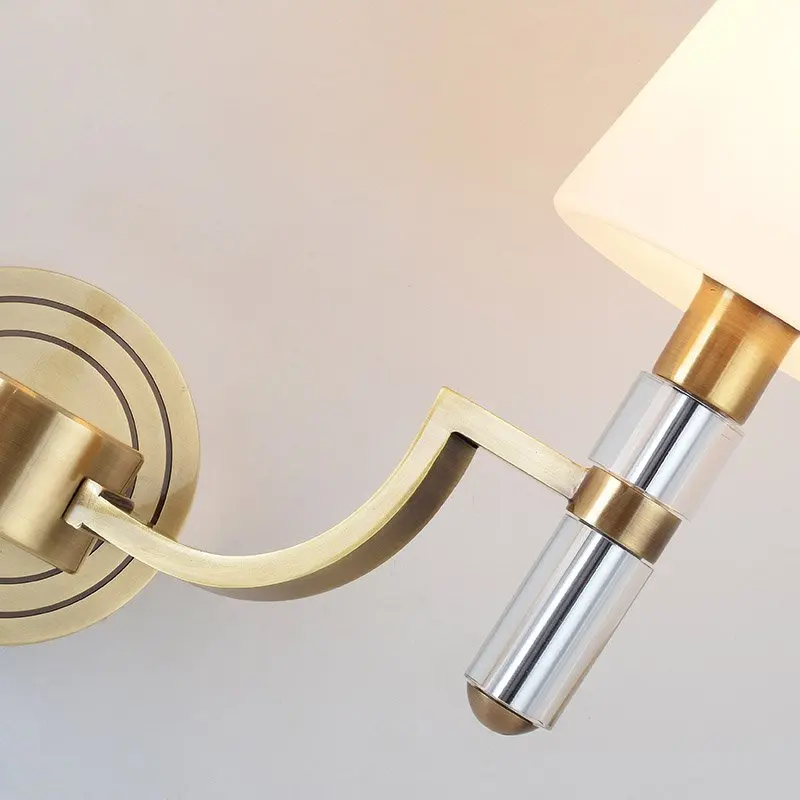 النحاس غرفة نوم السرير أضواء الجدار النمط الصيني الزجاج الشعلة غرفة الدراسة شمعدانات جدارية درج حالة فيلا تركيبات الإضاءة الجدارية