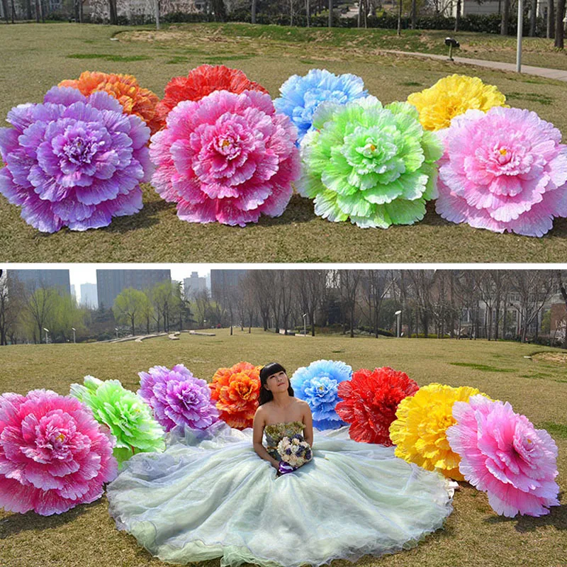 4Pcs 110cm Dance Performance Peony Flower Umbrella Two Layer Cloth Umbrellas Stage Props Women Paraguas Parapluie Paraply