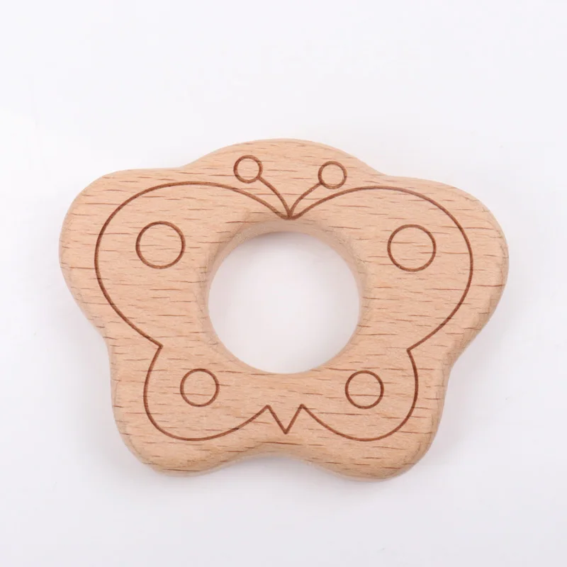 2020 New 73-52mm wooden Beads handmade teethers wooden heart flower wooden teethers set 1pcs/lot MT2010