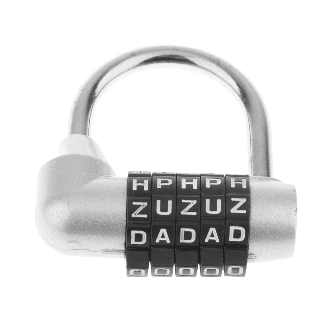 Zinc Alloy 5 Dial Letters Combination Padlock Code Password Lock for Travel