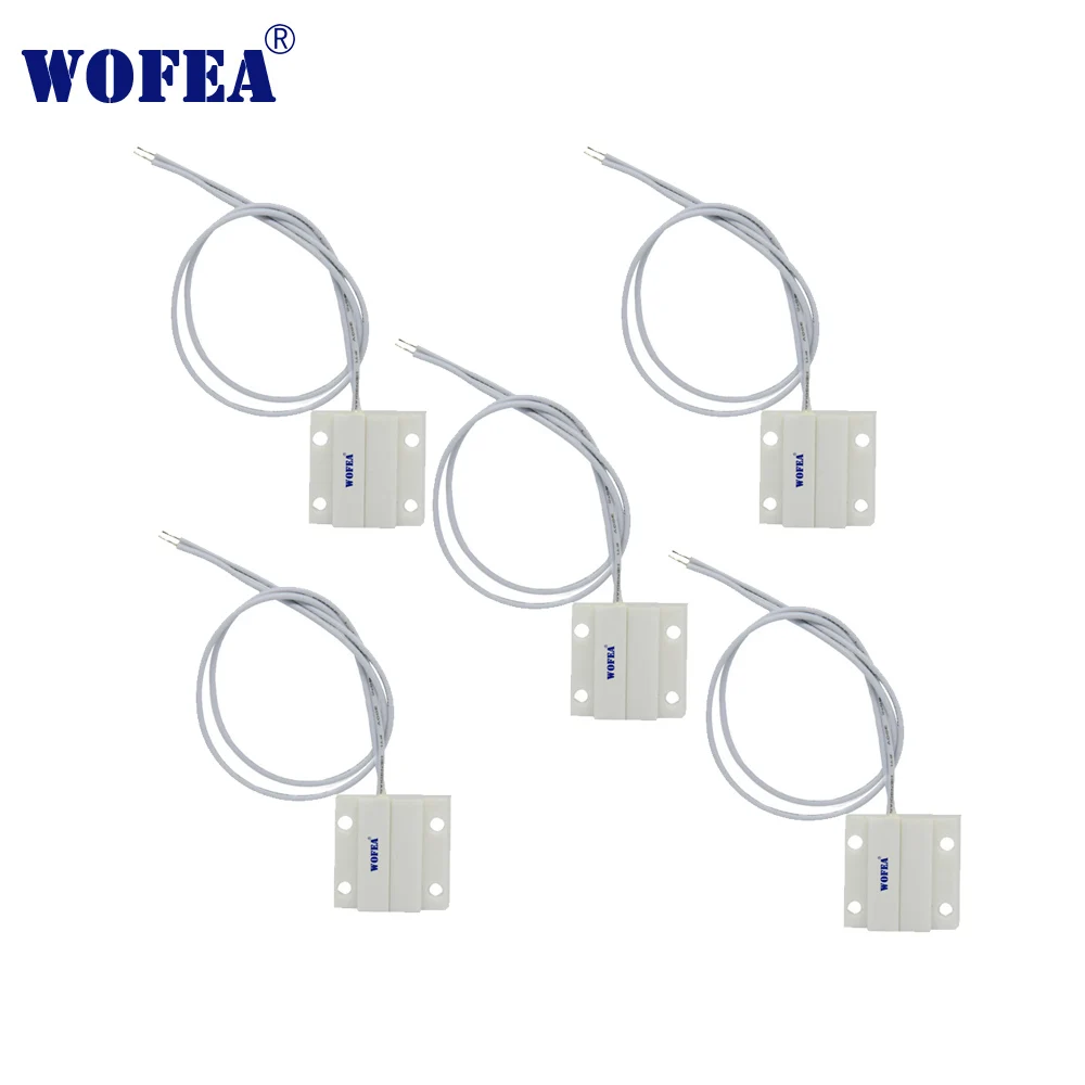 

Wofea 5 pcs MC-38 Wired Door Window Sensor Magnetic Switch for Home Alarm normally Closed NC for Sensor together,