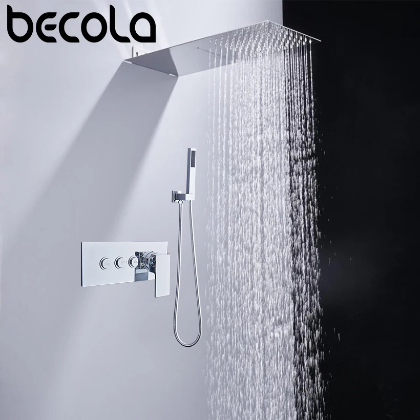 Imagem -02 - Cachoeira & Sistema de Cabeça de Chuveiro da Precipitação Polido Chrome Bath & Shower Faucet Banheiro Luxo Rain Mixer Chuveiro Combinação Conjunto Montagem na Parede