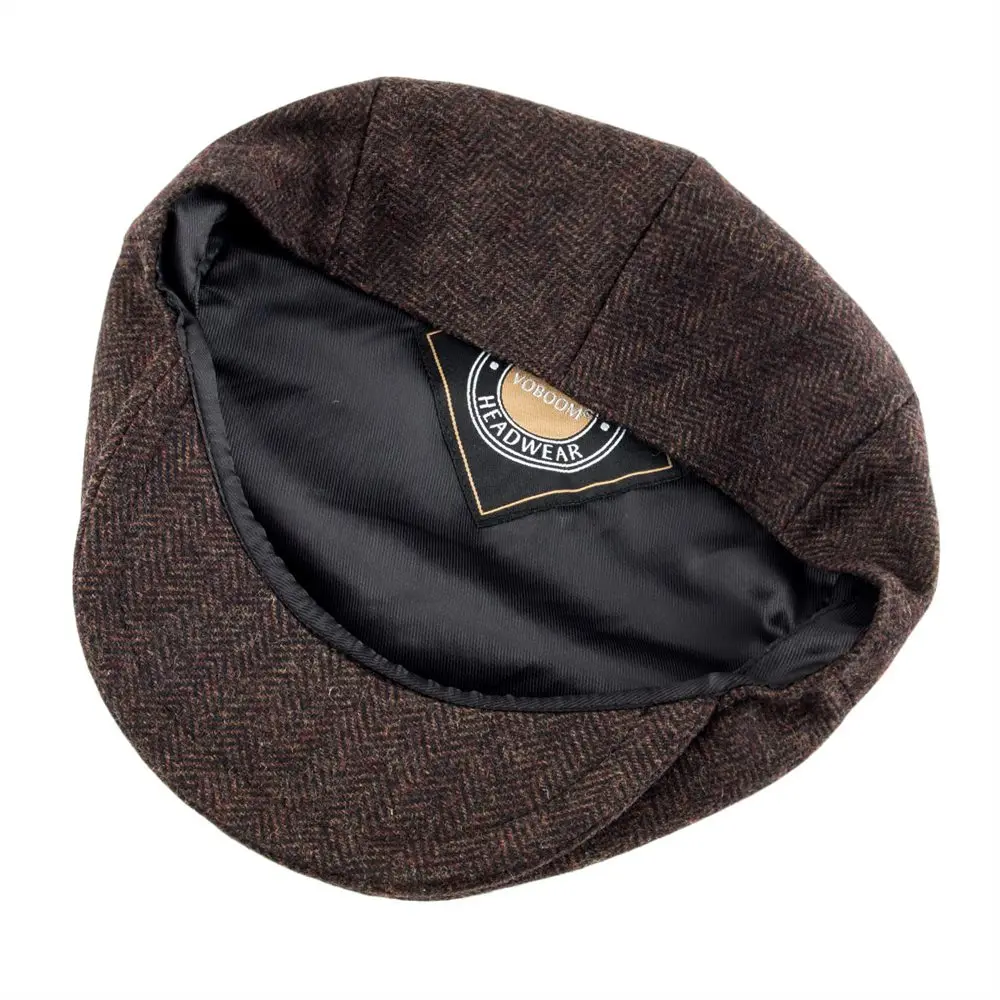 VOBOOM Wool Tweed Herringbone Flat Cap Newsboy Caps Boina Men Women Beret Classic Cabbie Driver Hat Golf Hunting Ivy Hats 200