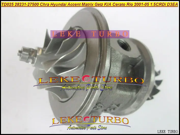 Free Ship Turbocharger Cartridge TD025 28231-27500 49173-02610 Turbo Chra For HYUNDAI Accent Matrix Getz KIA Rio CRDi D3EA 1.5L