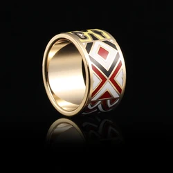 R&X Foreign Trade Exports Europe Fashion Chain Scarves Buckle Stainless Steel Ring Enamel Jewelry Wholesale