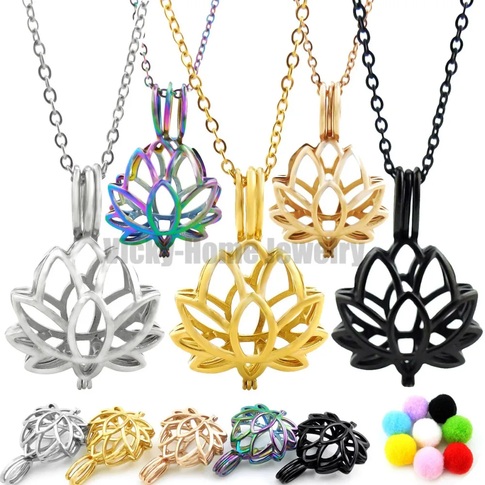 Chains as Gift! Lotus Essential Oils Cage Diffuser Locket Perfume Aroma Made by 316L Stainless Steel