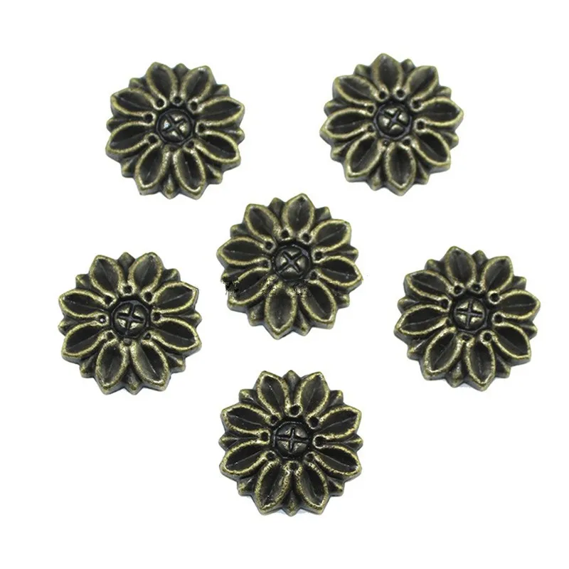 Vintage Alloy Coner Cabochon,Ancient Flower Corner,Flatback Metal Embellishments Scrapbooking,Decor Wooden Box Bronze,22mm,20Pcs