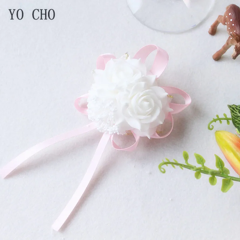 YO CHO Creative Artificial Flowers for Girls Bridesmaid Sisters Hand Flowers  Bride Wrist Flowers  Wedding Decoration  Wholesale