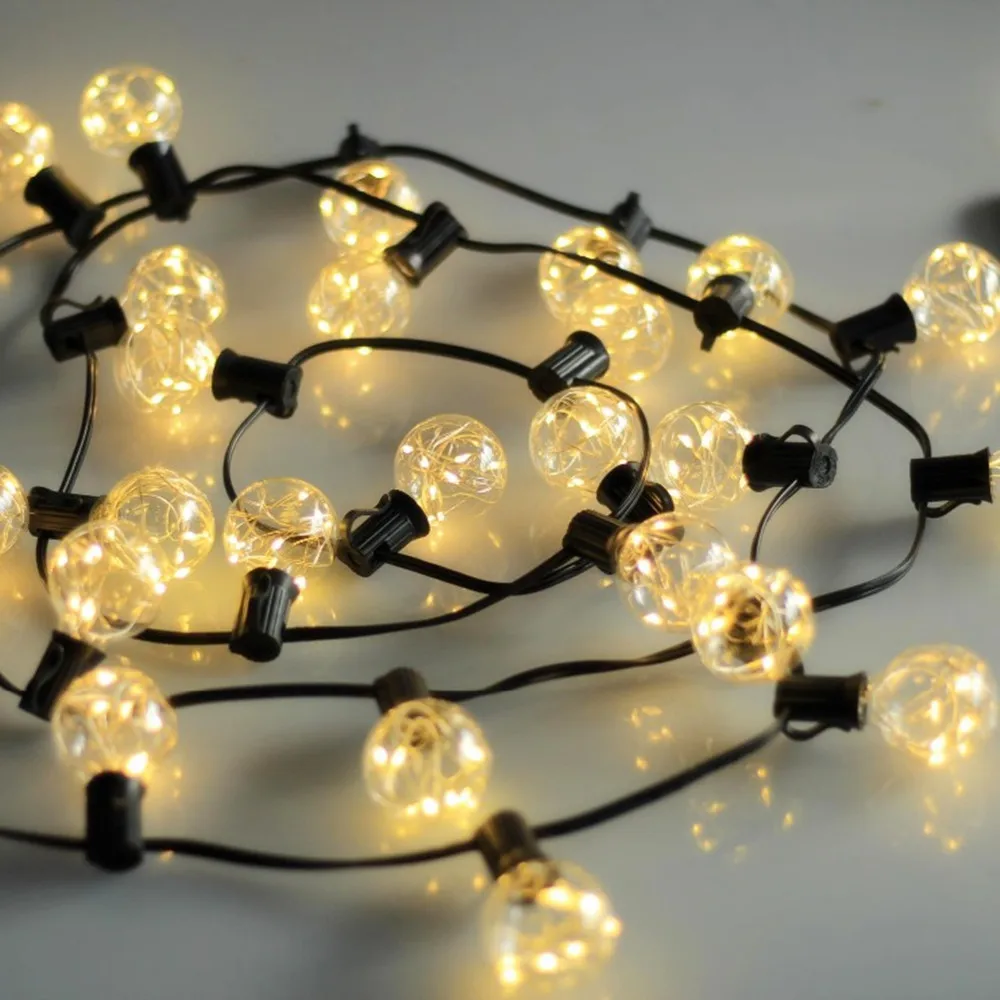 ความแปลกใหม่10M 30 G40 Clear Festoon Globe String ไฟ Garland RGB ไฟงานแต่งงาน Guirlande Lumineuse วันหยุดกลางแจ้ง Fairy ไฟ