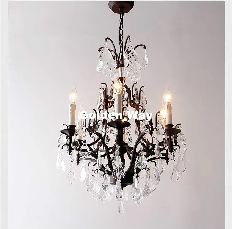 Free Shipping Nordic Rustic Vintage Crystal Chandelier Loft Pendant Lamp Suspension Luminaire For Dining Room Home Decorations