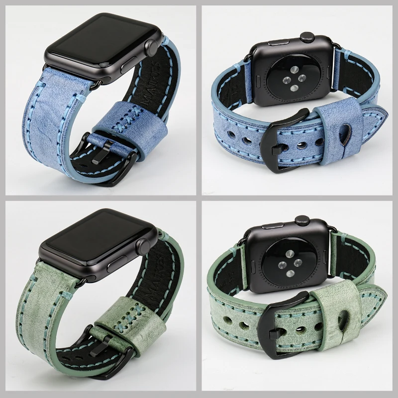 Imagem -06 - Maikes Pulseira de Couro Genuíno para Apple Pulseiras Relógio 49 mm 44 mm 40 mm 42 mm 45 mm 41 mm Série Iver Pulseira