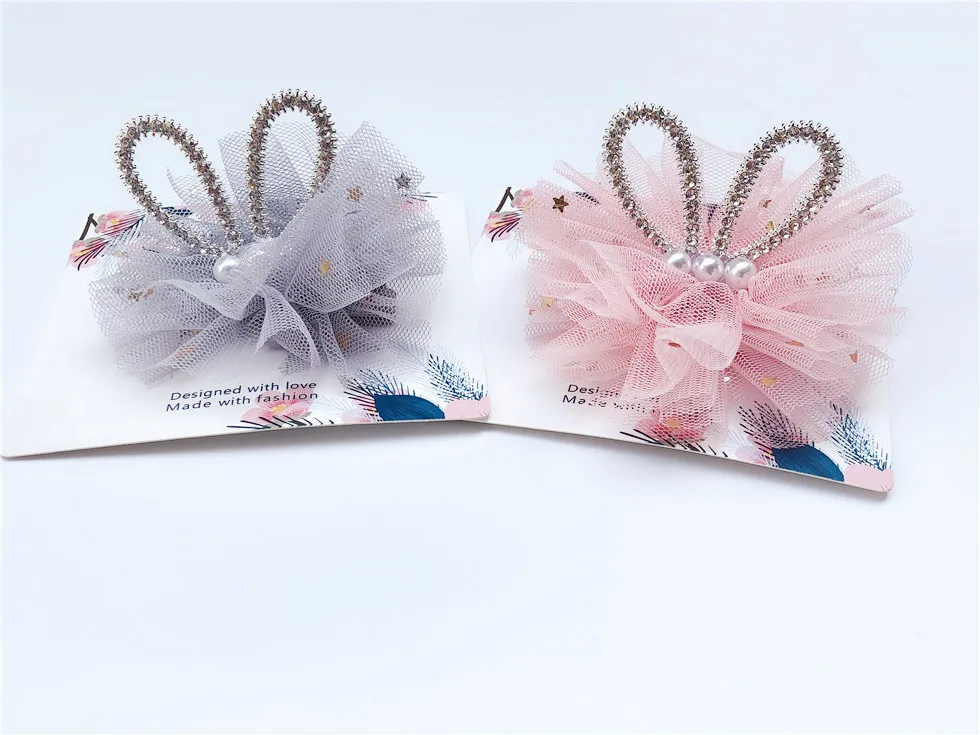 

Boutique ins 10pcs Fashion Luxury Rhinestone Rabbit Ears Hairpins Solid Pearl Glitter Animal Ears Hair Clips Princess Headwear