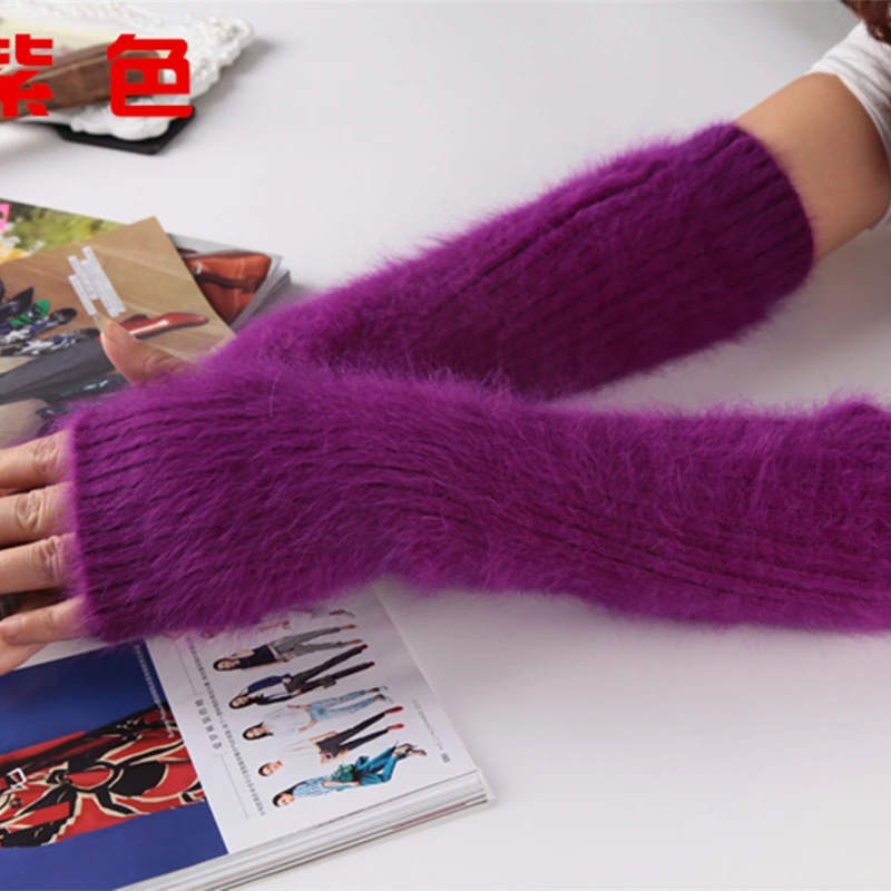 Long Hair Mink Velvet Thickening Arm Set Of Women And a Half Fingers Refers To The Long section Gloves Winter Warm Leave Sleeves