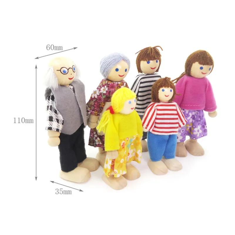 1:12 wooden dolls for dollhouse girls furniture toy family pretend play toys miniature Baby doll for children gifts