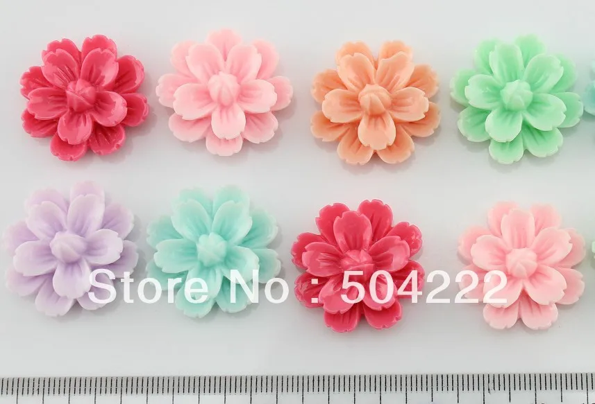 set of 100pcs big vintage sakura flower cabochon 26mm flat back resin - decoden-scrapbook cameo- Bobby Pins, Pendants-SZ0436