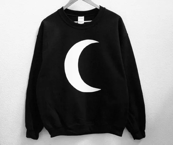 

Sugarbaby Crescent Moon Unisex Sweatshirt Long Sleeve Fashion Moon Jumper Crew Neck Tumblr Sweatshirt High quality Casual Tops