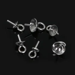 50pcs Stainless Steel Screw Eye Pin Bail Top Drilled Beads End Cap for DIY Charm Pendant Hook Caps Connectors Jewelry Making
