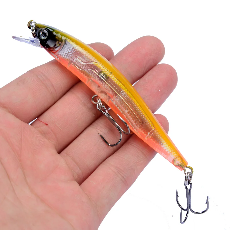 LINGYUE Floating Minnow Rattling Bait 100mm 8g Diving 1m Wobbler 6# Hooks Fishing Lure 3d Eyes Bass Pike Tackle