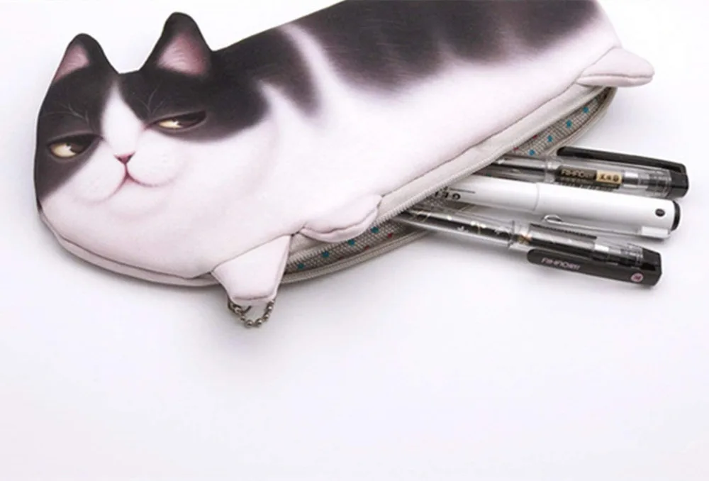 XRHYY 2 Pieces 3D Cat Makeup Bag Pencil Case Cartoon Coin Purse Multi-functional Cute Zipper Pouch