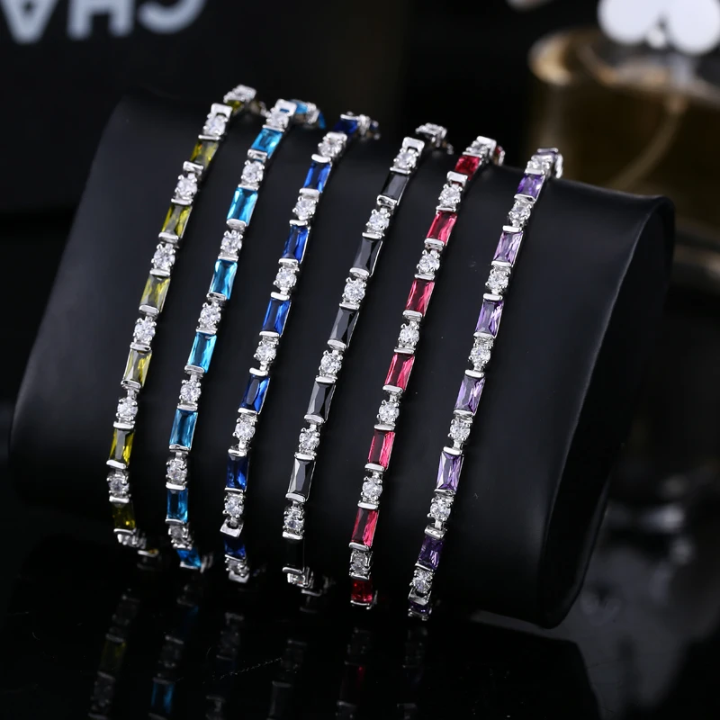 CWWZircons Modische CZ-Charm-Armbänder mit Roten, Grünen und Blauen Kristallen für Damen, Weihnachts- und Neujahrsgeschenk, Großhandel S0012 – Detail 3