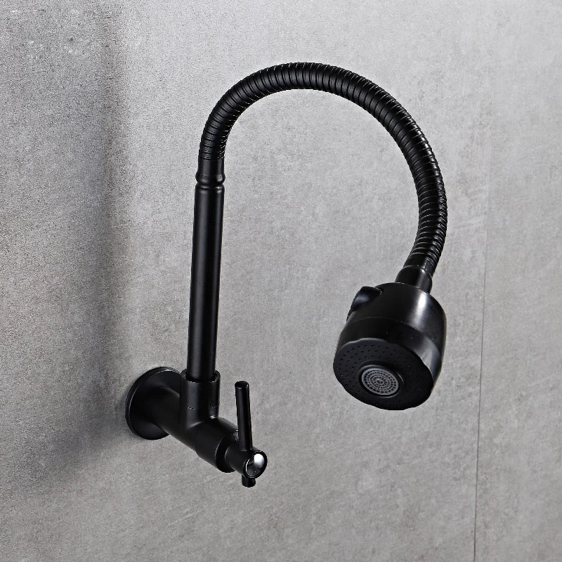 Black Faucet Wall Mounted Kitchen Faucet  Any Direction Kitchen Faucet Single cold Water Mixer B3301